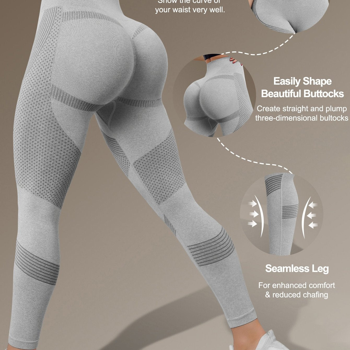 Seamless 3D Butt Lifting Technology & V-Shape Compression Leggings