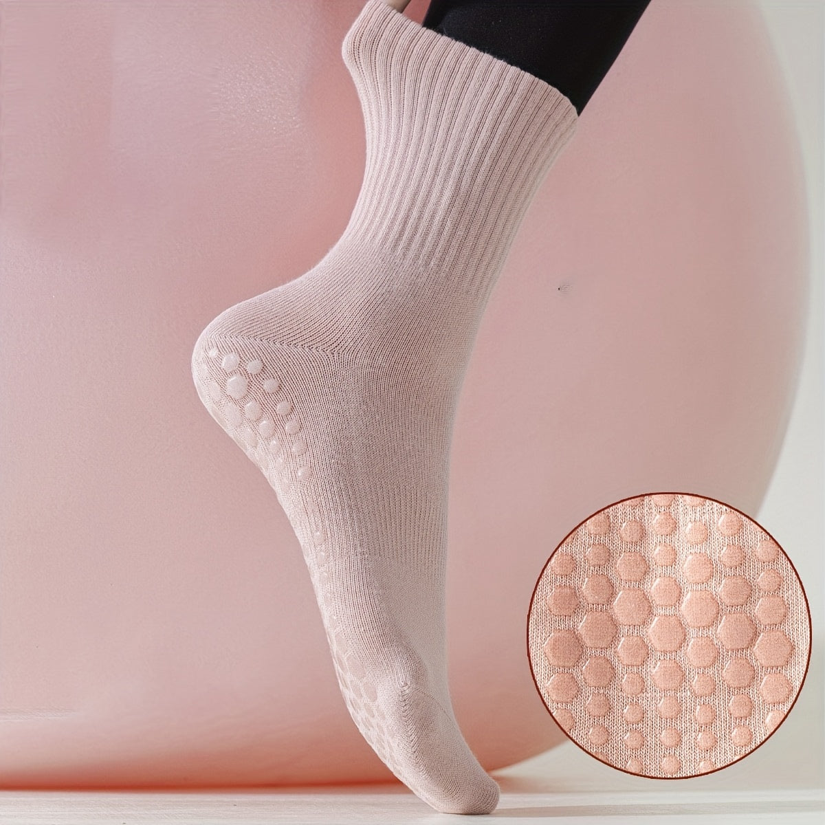 3/5 Pairs Women's Non-Slip Silicone Mid-Calf Yoga Socks