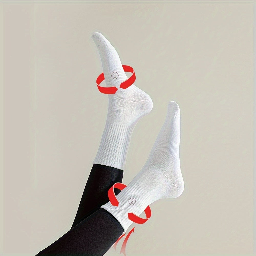 3/5 Pairs Women's Non-Slip Silicone Mid-Calf Yoga Socks