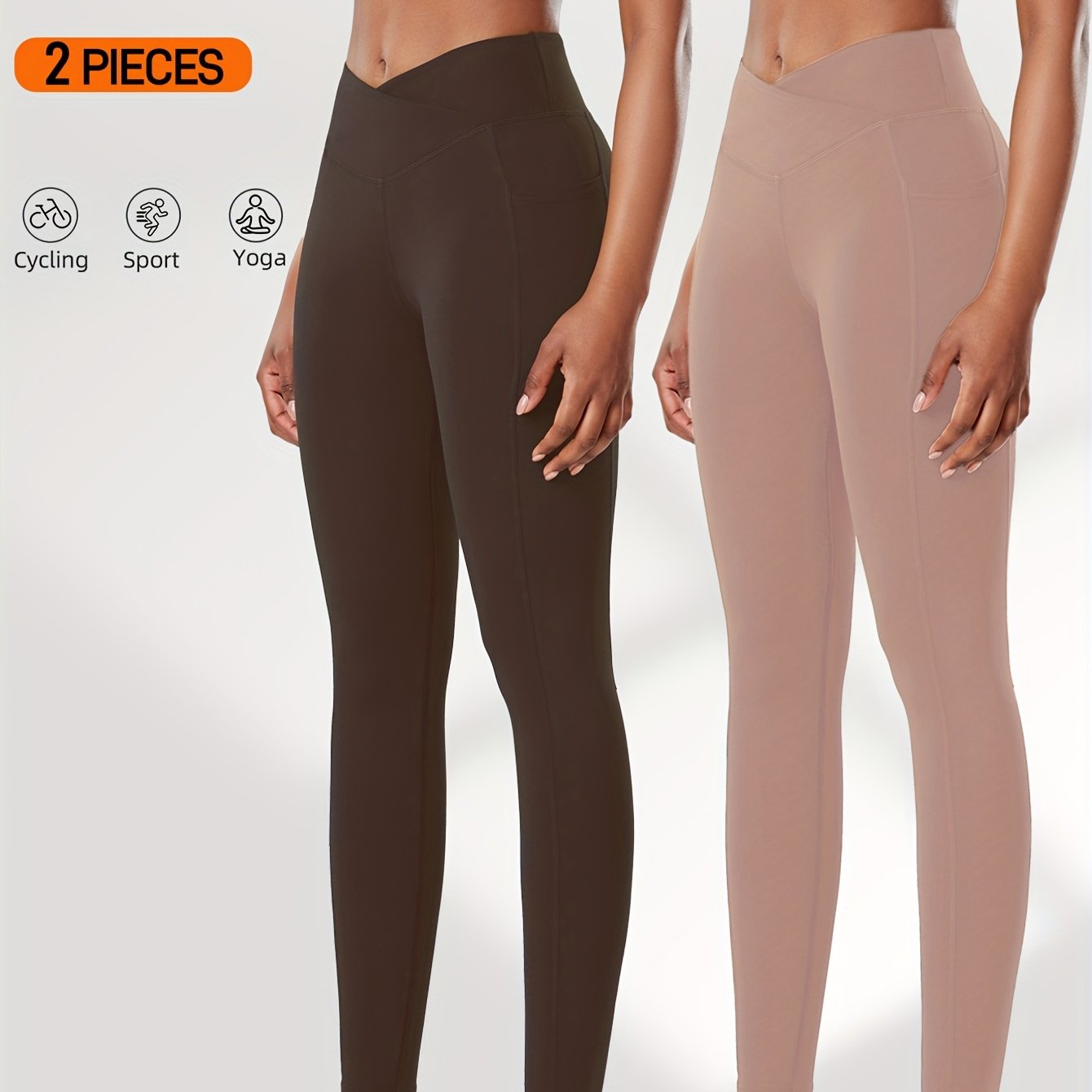 Two-Pack High Waist Compression Leggings with Pockets
