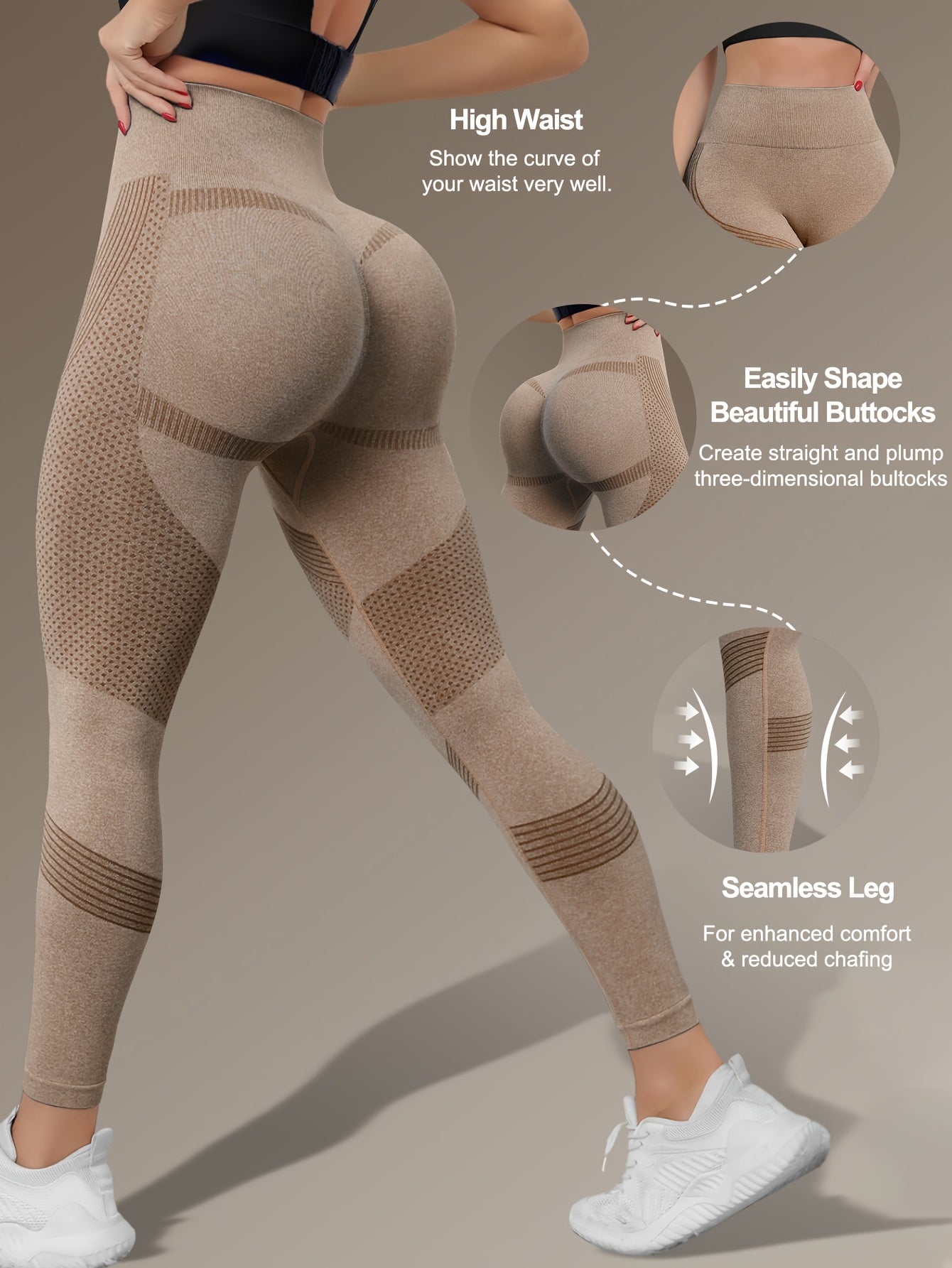 Seamless 3D Butt Lifting Technology & V-Shape Compression Leggings